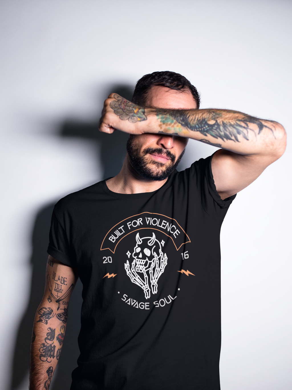 Built For Violence "Savage Soul" Graphic Tee — Skull & Lightning  T‑Shirt