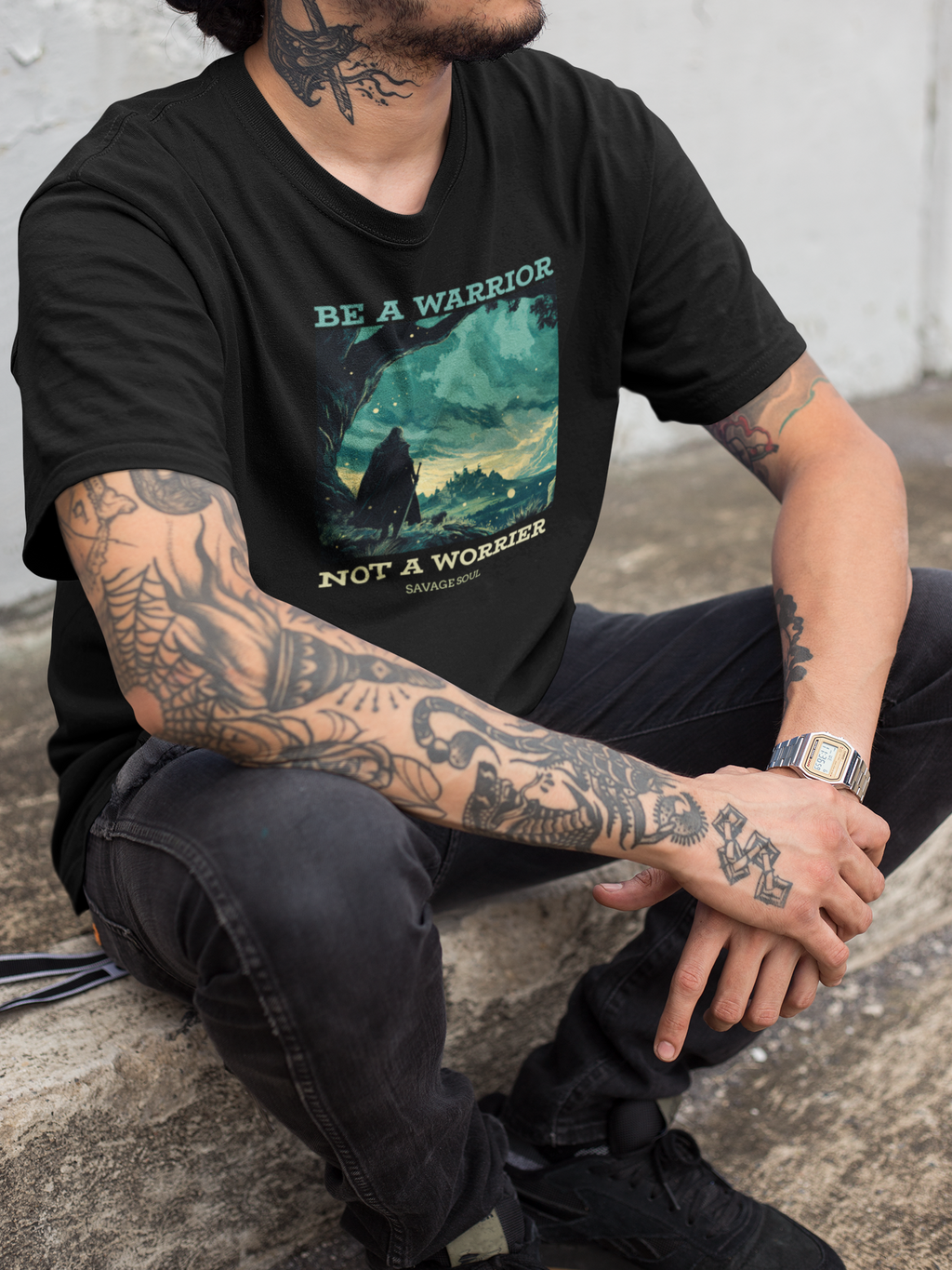 Be a Warrior Not a Worrier Tee — Inspirational Graphic T-Shirt