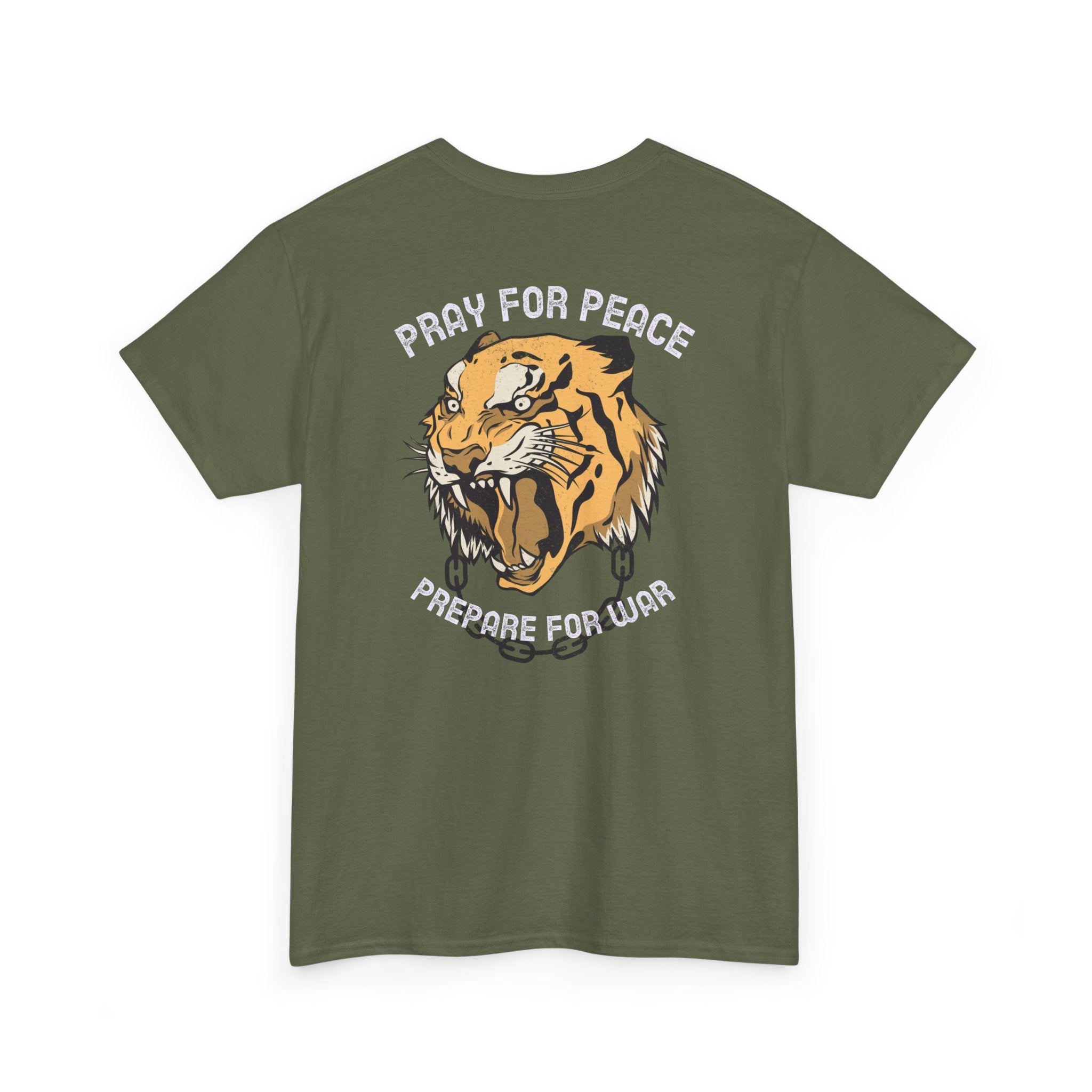 Pray for Peace, Prepare for War Tee — Vintage Tiger Graphic T-Shirt